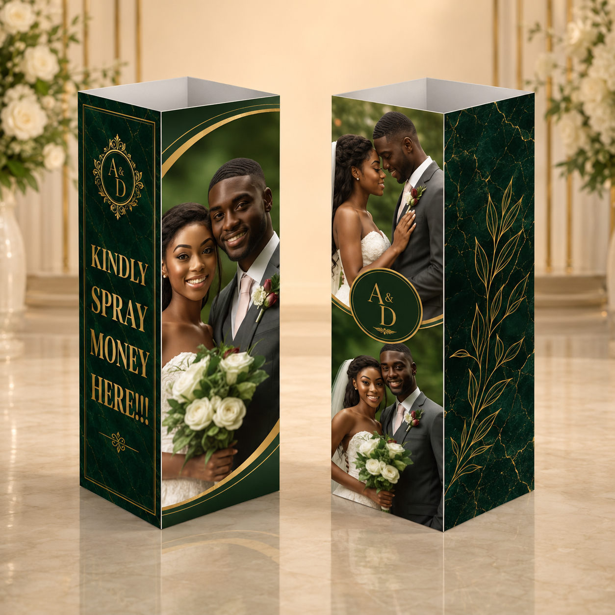 GREEN MARBLE WEDDING MONEY BOX