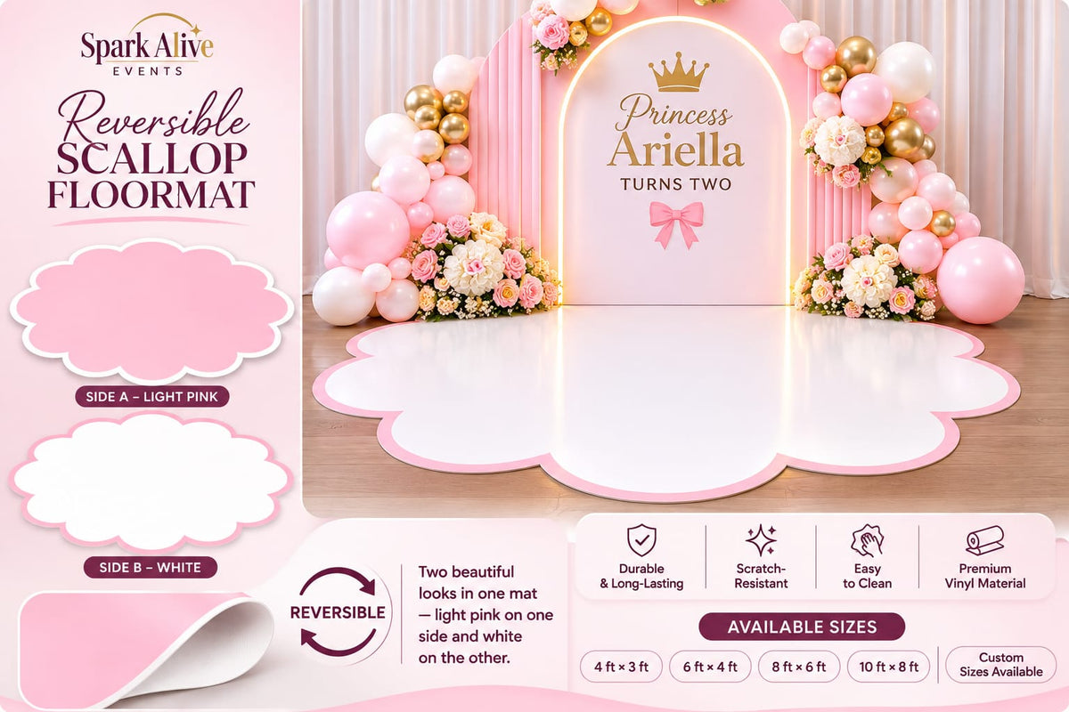 Reusable Double-Sided Event Floormat | Custom Printed & White Reversible Mat 4 x 8ft